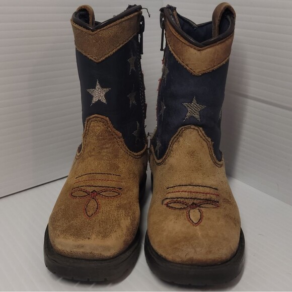 Cody James Toddler USA Flag Western Boots Wide Square Toe Kids 5D - Picture 5 of 13